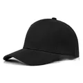 Classic plain black cotton baseball cap in minimalist six-panel design with curved brim - Adjustable / Black