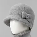 Conjunto de gorro y bufanda de punto gris medio para mujeres mayores con lentejuelas - Gris (Solo Sombrero)