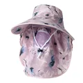 Women's floral sun hat with neck flap and breathable face mask for full outdoor protection - M / Purple
