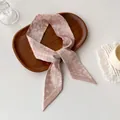Elegant dusty pink narrow silk scarf with white paisley pattern and polka dots - Lotus Pink Polka Dot Paisley (Y-25)