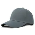 Detailansicht der mittelgrauen Twill-Baumwolle Baseballkappe mit 6-Panel-Struktur und Schirm - Verstellbar / Dunkelgrau