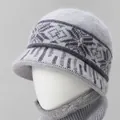 Conjunto de gorro y bufanda gris claro con diseño de copos de nieve y forro de felpa - Gris / Solo Gorro