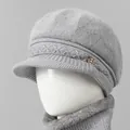 Conjunto de gorro y bufanda de punto gris con detalle floral de cristal para mujer - Solo Gorro / Gris