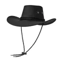 Detalle de un sombrero de vaquero negro con banda trenzada y cordón ajustable para la barbilla - M (56-58cm) / Negro