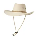 Detalle de sombrero vaquero blanco roto con banda trenzada dorada y barboquejo ajustable - M (56-58cm) / Blanco Roto