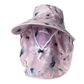 Floral wide brim sun hat with full neck and face protection for outdoor activities - M (56-58cm) / Purple