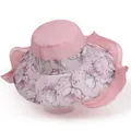 Detalle de sombrero de sol rosa con ala de organza y elegantes motivos florales - M (56-58cm) / Rosa