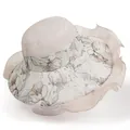 Detalle de sombrero para el sol de ala ancha con estampados florales y volantes de organza - M (56-58cm) / Beige