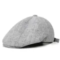 Close-up of light gray cotton linen ivy cap featuring breathable textured fabric and buckle - M (56-58cm) / Gray