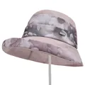 Breathable organza flower sun hat in dusty pink for women with fashion metal plaque - M / Pink