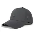 Detailansicht der dunkelgrauen Mesh-Basecap mit Belüftung und Sport-Logo-Druck - Verstellbar / Grau
