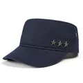 Detalle de tres remaches de estrella metálica y ojal en una gorra militar azul marino - Ajustable / Azul marino