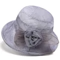 Elegant lavender women's sun hat with a large floral mesh detail and breathable texture - M / Light Purple