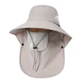 Outdoor waterproof sun hat with detachable face mask and neck flap in light grey - M / Light Gray