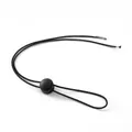 Universal black elastic windproof chin cord with adjustable toggle and metal clips - Pin-Insert Type (No Hanging Eye Use) / Black