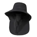 Detail of waterproof fishing hat with breathable mesh and detachable face neck cover - M / Black