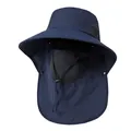 Detail of navy blue sun hat with breathable mesh and detachable face mask for fishing - M / Navy Blue