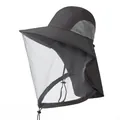 Detail of outdoor sun hat with breathable mesh face mask and protective neck flap - Dark Gray