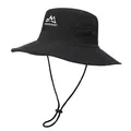 Detail of waterproof outdoor bucket hat with breathable mesh and adjustable chin strap - M (56-58cm) / Black