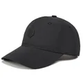 Detail of black quick-dry baseball cap with shield embroidery and breathable eyelets - Adjustable / Black