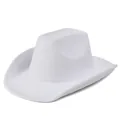 Détail du chapeau de cowboy en feutre blanc pur avec couronne creuse et larges bords - M (56-58cm) / Blanc