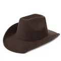 Dettaglio di un cappello da cowboy in feltro marrone scuro con tesa larga ricurva - M (56-58cm) / Caffè