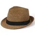 Klassieke bruine strohoed met zwart lint voor zonbescherming en een stijlvolle look - Volwassen maat (56-58cm) / Khaki