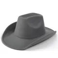 Dettaglio della trama in feltro di lana e della tesa curva di questo cappello da cowboy grigio - M (56-58cm) / Grigio