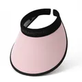 Pink wide brim UV protection sun visor hat with black headband and textured surface - Adjustable / Pink