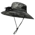 Solar fan sun hat with wide brim in camouflage pattern for outdoor hiking and fishing - M (56-58cm) / Single Fan Camouflage Army Green