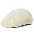 Vista macro della trama a maglia traforata traspirante su un basco in cotone beige - M(56-58cm) / Bianco
