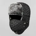 Bonnet aviateur d'hiver noir avec matelassage et doublure en fausse fourrure - M (56-58cm) / Noir