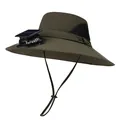 Détail du panneau solaire et du mini ventilateur sur le bord du chapeau de soleil - M (56-58cm) / Vert Militaire