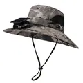Solar powered fan detail on camouflage outdoor hat with breathable mesh and sun protection - M (56-58cm) / Single Fan Camouflage Khaki