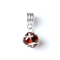 Detail of DIY bead charm with faceted reddish-brown crystal and silver cross-shaped metal cage - Amber (C6YD90)