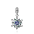 Funkelnder silberner Schneeflockenanhänger mit blauen Steinen für DIY-Schmuck - Blau Verlaufs-Schneeflocken-Stil (01)