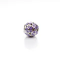 DIY silver charm bead with hollow purple enamel hearts for women's bracelet - Intertwined Heart Frame Style (W1-12)
