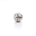 Macro shot of silver-colored hollow spherical charm with pink enamel heart patterns - Dense Heart Hollow Style (W1-12)