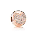 Rose gold heart charm bead with white pave crystals for DIY jewelry bracelets - Gold