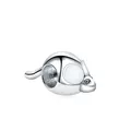 Charm souris en argent poli avec émail blanc et yeux en cristal scintillant - Blanc