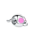 Perle de souris en argent et émail rose pour la création de bijoux DIY - Rose