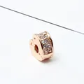 Ciondolo a cuore placcato oro rosa con cristalli scintillanti e foro centrale - Oro Rosa Trasparente Strass