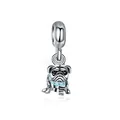 Pendentif bouledogue français avec collier en émail bleu pour bracelets DIY en argent - Style Carlin à Collier Bleu (02) / Bleu