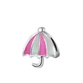 Macro detail of pink and grey alloy umbrella charm with glitter oil drip for bracelets - Pink and Gray (03)