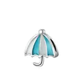 Macro shot of silver umbrella charm bead with blue and white glitter enamel for DIY jewelry - Light Blue (01)