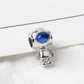 Abalorio de astronauta plateado con máscara de piedra azul para pulseras de bricolaje - Visor Azul (02)