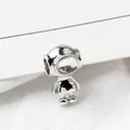 Polished silver astronaut charm bead with transparent visor for DIY jewelry making - Transparent Visor (05)