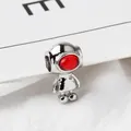 Silver astronaut bead with red visor for DIY jewelry making and charm bracelets - Red Visor (08)