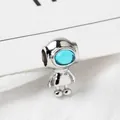 Silver astronaut charm with blue visor for DIY charm bracelets and jewelry - Sky Blue Visor (09)
