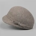 Elegant taupe wool felt equestrian hat for women with a vintage bow detail - M (56-58cm) / Bow Decoration Style (258251) / Light Coffee